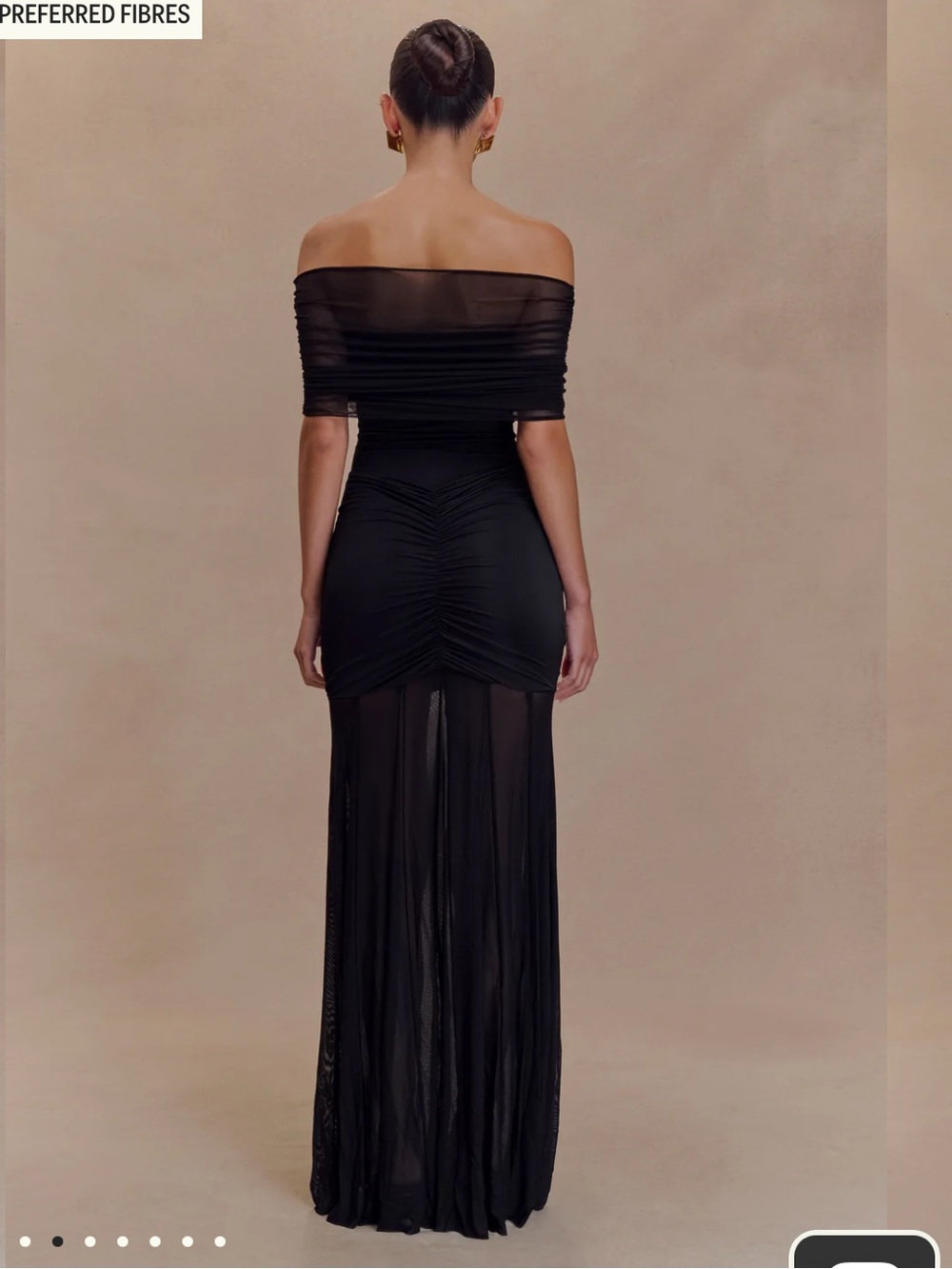 NWT Meshki Elegant Black Off-Shoulder Ruched Maxi Dress - Picture 2 of 10